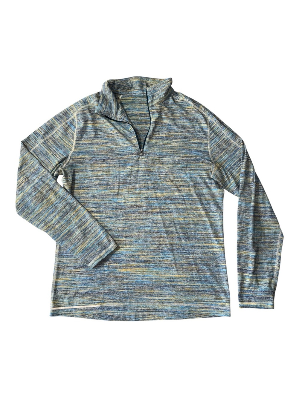 Lululemon mens L Large blue yellow 1/4 zip pullover sweater EUC